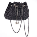 Octwine Sparkly Bling Small Purse Rhinestones Bucket Clutch Purse Pearl Handbag Stylish Party Prom Crossbody Bag for Women(Silver)