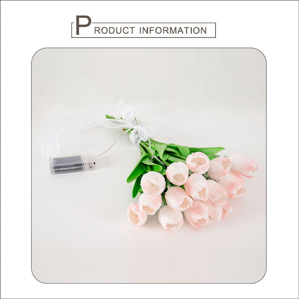 LED Tulip Bridal Bouquet With Lighting Chain