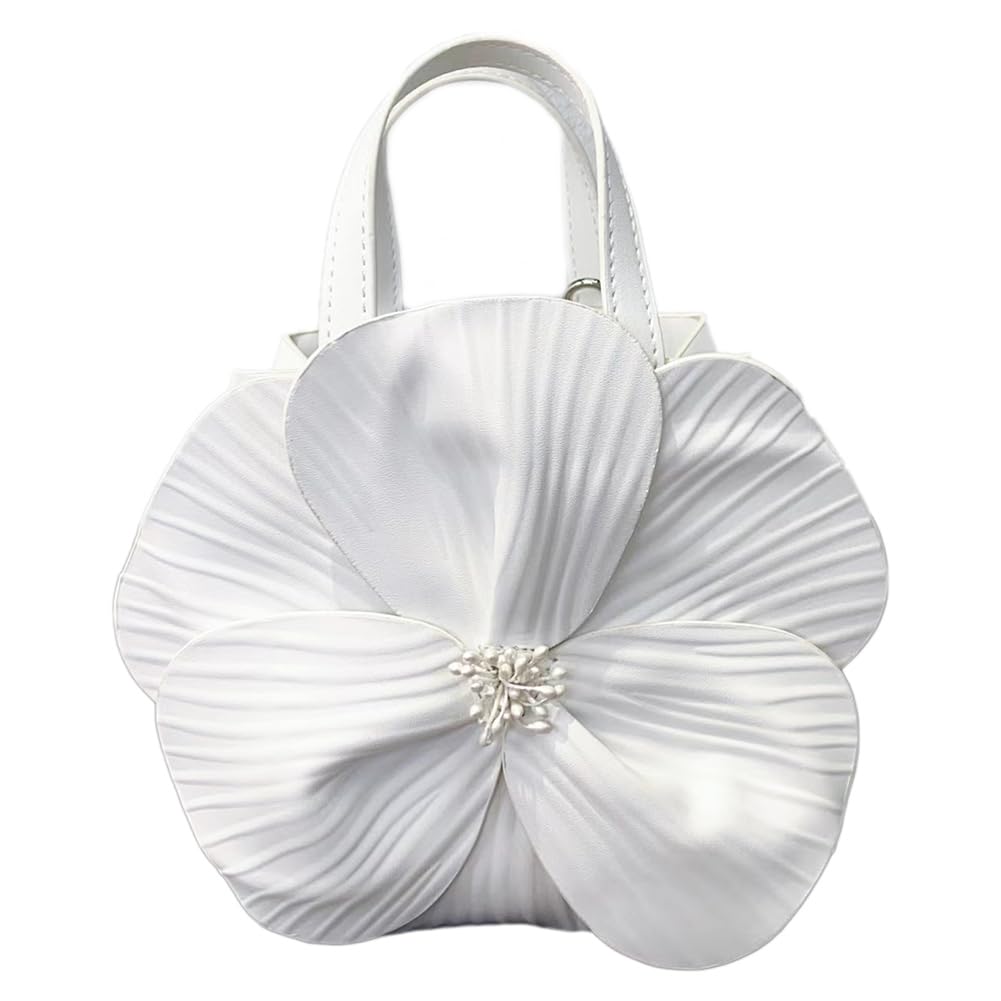 Mini Flower Evening Purse Bridal Clutch for Wedding PU Leather Evening Handbag Crossbody Purse with Chain Wedding Party Prom
