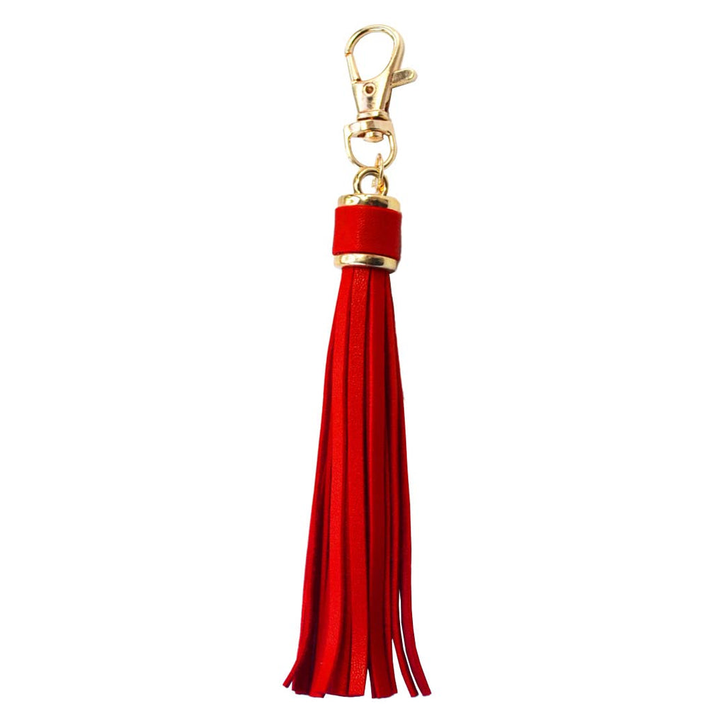 MSCFTFB 10pcs Tassel Purse CharmLeather KeychainKey Chain for Car Keyring Purse Accessory Bag Charm Gift for Mom(Red)