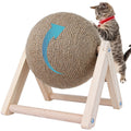 BATTIPAW Cat Scratcher Toy Rabbit Scratching Ball Toy Natural Sisal Scratcher Ball Spinning Cat Ball Toy Solid Wood Scratching Toy for Cats & Kittens Indoor Interactive Pet Toy (Burlywood)