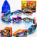 Toddler Boy Toys: 11 Magnetic Train&Car Set Toys for Boys 3 Wooden Toys for Toddlers Montessori Toys Superhero Toys Toddler Cars Easter&Birthday Gifts for Kids Boys Cars Toys for Kids