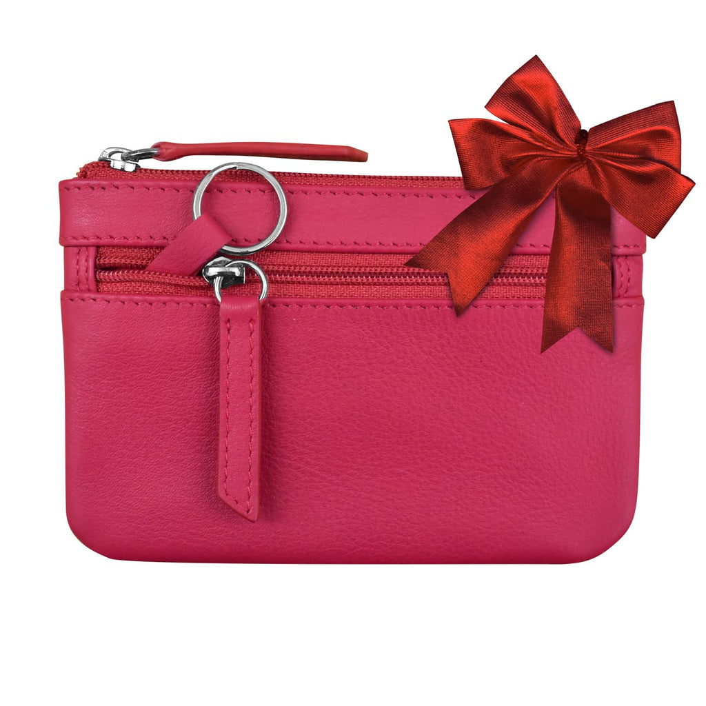 ili New York Mini Leather Coin Purse Change Purse and Coin Holder with Key Ring RFID Protection Compact Design Coin Purse for Women and Men – Available in Vibrant Colors