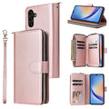 Furiet Wallet Case for Samsung Galaxy A24 4G/5G with Detachable Wrist Strap 9+ Card Slots Thin Slim Zipper Purse Luxury PU Leather Stand Full Body Cell Phone Cover for A 24 24A Lte Women Men Rose Gold
