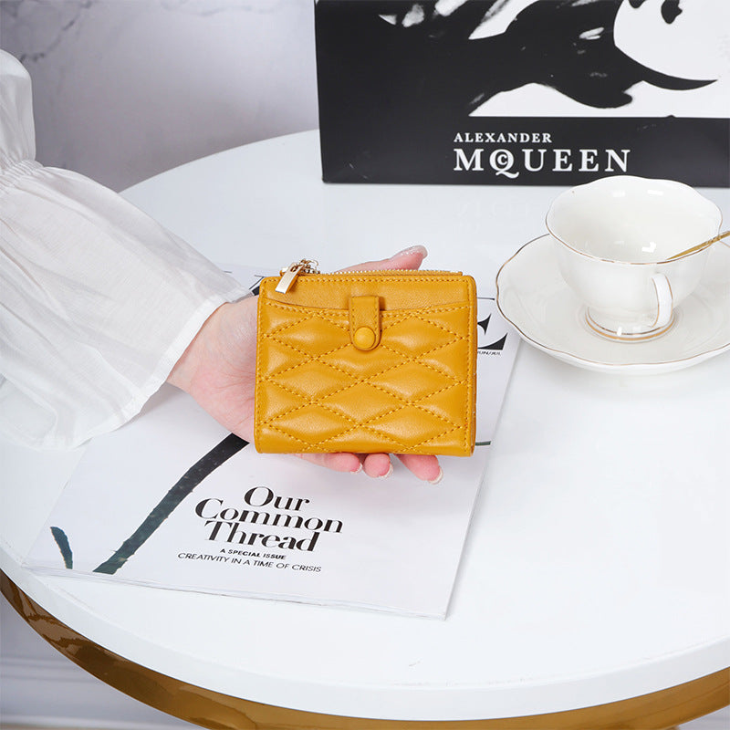 Sheepskin Women's Foldable Short Card Purse