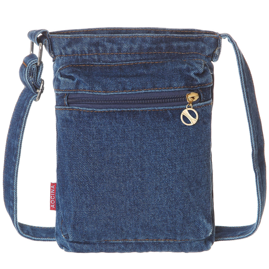 AOCINA Small Denim Purse Blue Jean Purse Shoulder Bag Denim Crossbody Bags for Women(E-Dark Blue)