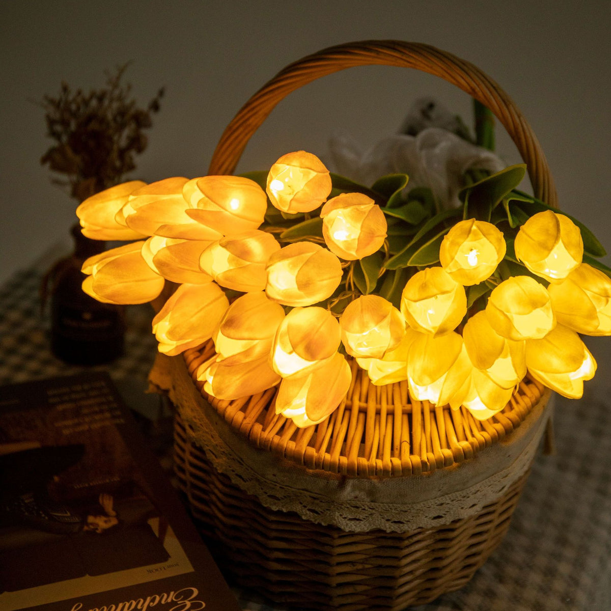 LED Tulip Bridal Bouquet With Lighting Chain
